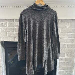 Apt. 9 Charcoal Knit Turtleneck long lined tunic shark hem size XL good